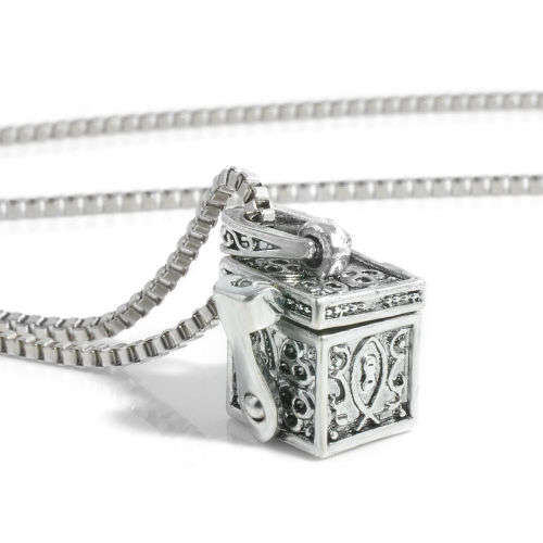 Silver Box Memorial Keepsake Ash Holder Necklace