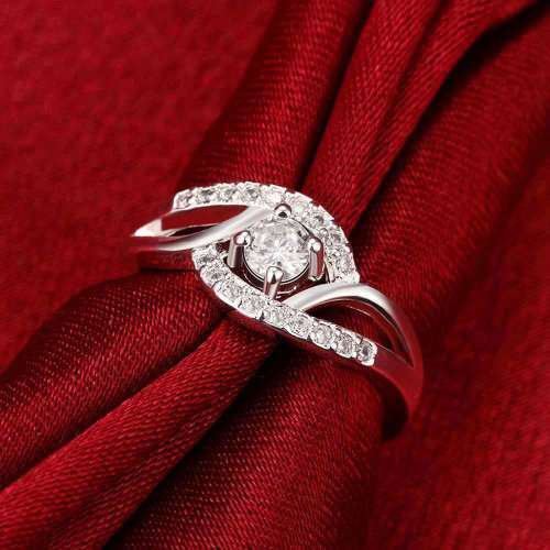 Delicate 925 Sterling Silver Crystal Ring