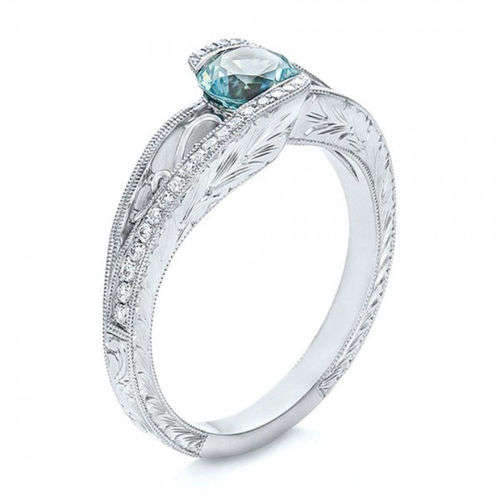 1.45ct Aquamarine Women 925 Silver Ring