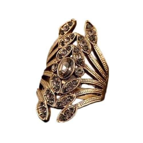 Vintage Crystal Rhinestone Ring Silver or Bronze