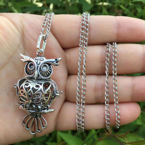 Retro-Owl-Locket-Necklace-Perfume-Fragrance-Essential-Oil-Aromatherapy-Diffuser