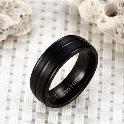 Black Stainless Steel Band Ring Size 10