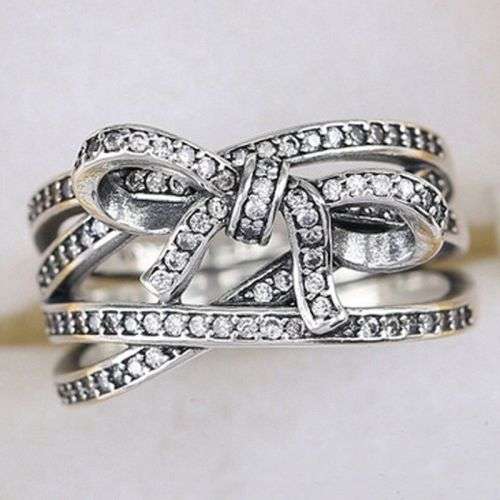 Dainty Silver Bow Themed Ring Set