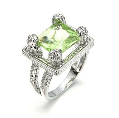 Elegant Silver Prehnite Ring Size 7 or 8