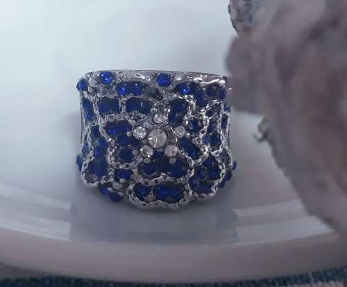 Silver Amethyst Cluster Ring Size 7 & 8