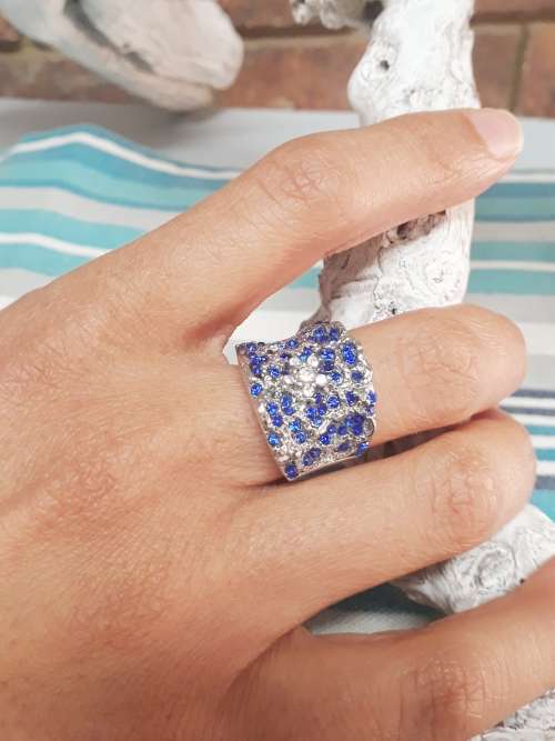 Silver Amethyst Cluster Ring Size 7 & 8