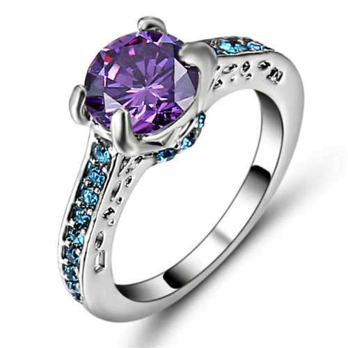 Luxury Size 8 Amethyst Gold Filled Rings