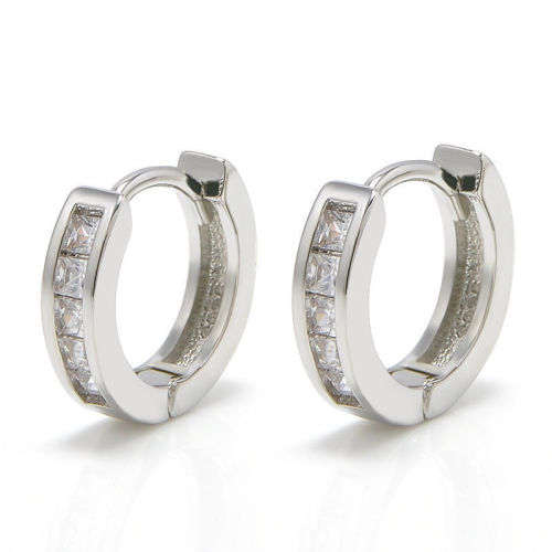 Timeless Stainless Steel Crystal Small Hoop Earrings
