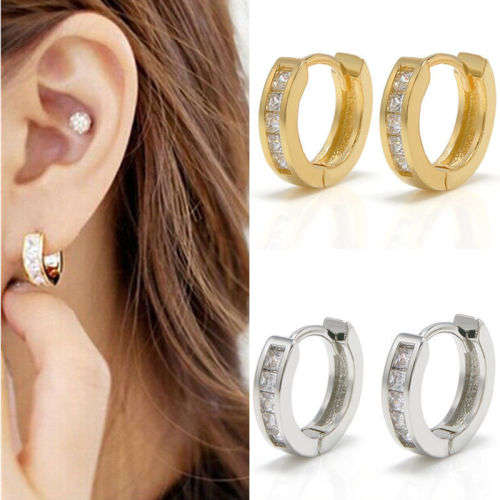 Timeless Stainless Steel Crystal Small Hoop Earrings