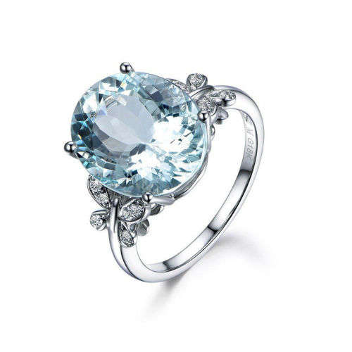 Graceful Silver Aquamarine Crystal Butterfly Ring