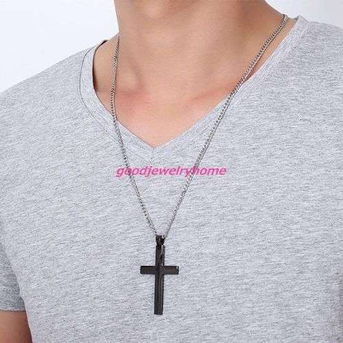 Stainless Steel Black Cross Necklace - Great Shipping deal