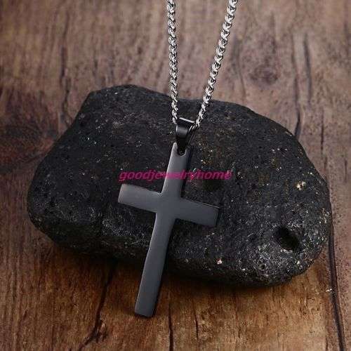 Stainless Steel Black Cross Necklace - Great Shipping deal