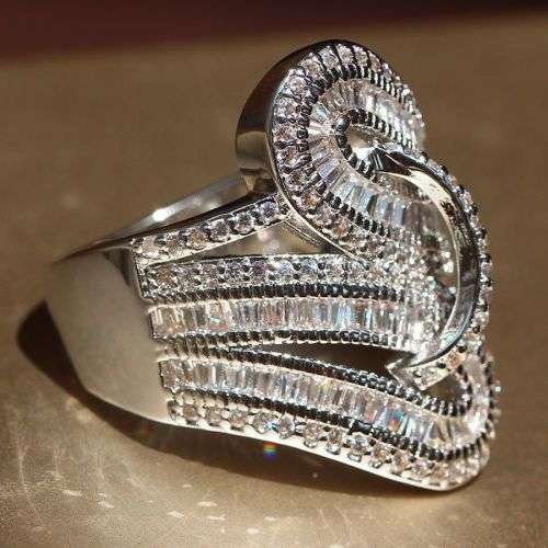 Elegant Silver White Topaz Ring