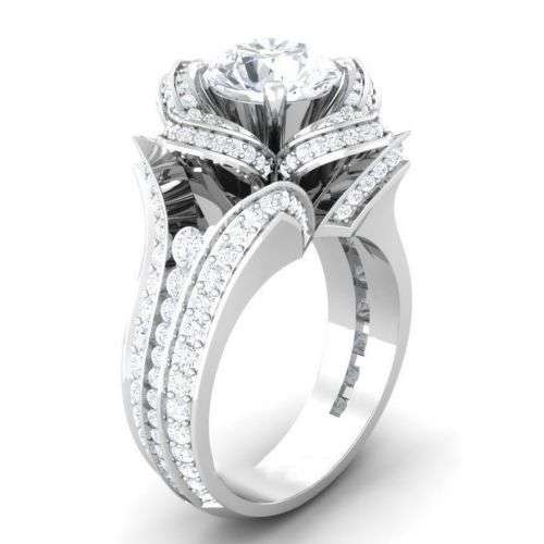 Round Cut 2.95ct White Sapphire Silver Ring