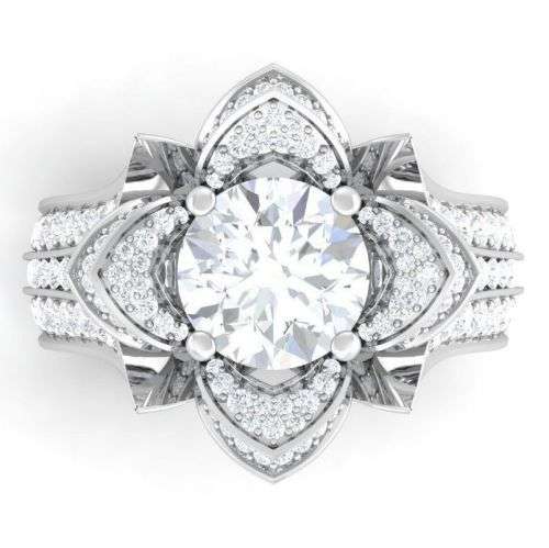 Round Cut 2.95ct White Sapphire Silver Ring