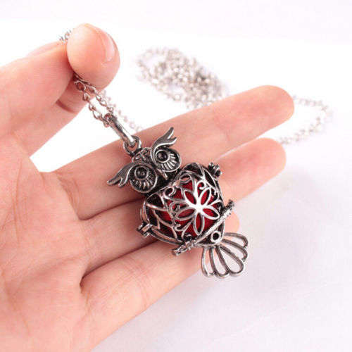 Retro Owl Locket Aromatherapy Diffuser Necklace