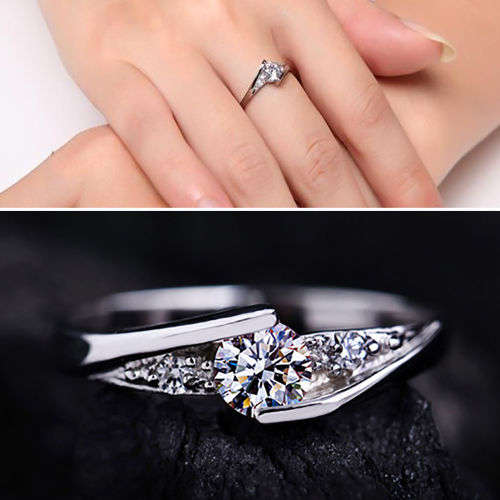 Charming Single Stone Silver Ring