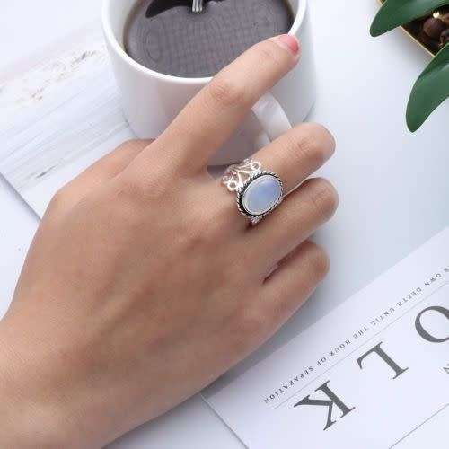 Boho Rainbow Moonstone Ring