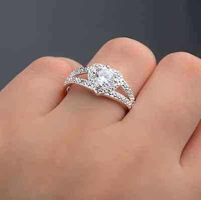 Silver Heart Crystal Rhinestone Ring