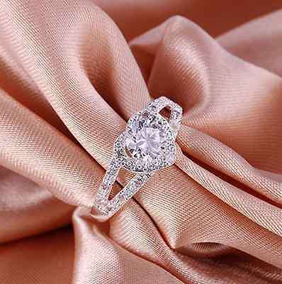 Silver Heart Crystal Rhinestone Ring