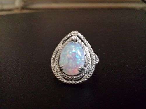 White Fire Opal Moonstone Ring