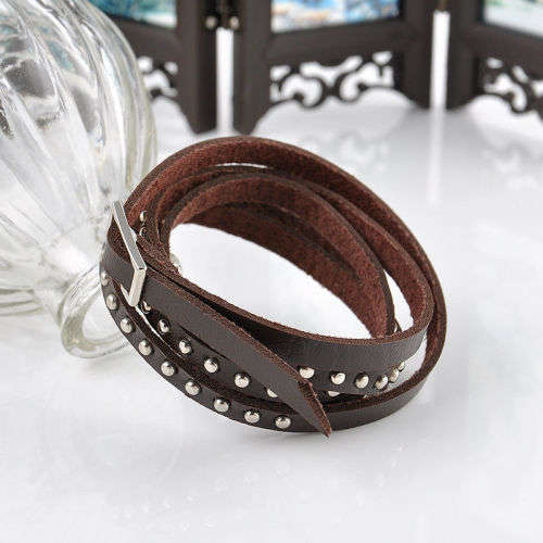 Genuine Leather Rivet Stud Bracelet