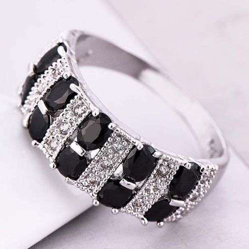 925 Silver Black Sapphire Ring