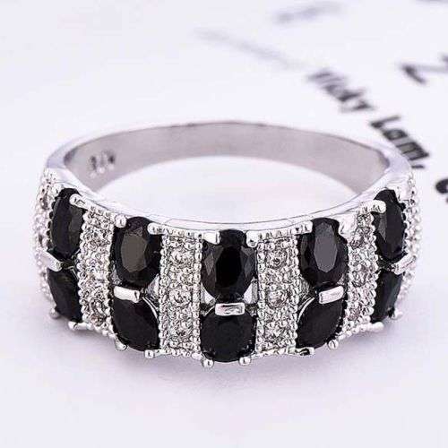 925 Silver Black Sapphire Ring