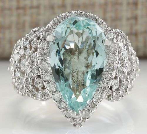 Silver Aquamarine Teardrop Ring