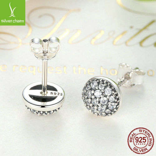 Authentic 925 Silver Dazzling Droplets Clear CZ Stud Earrings