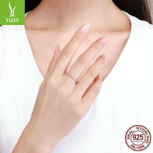 Authentic Elegant 925 Sterling Silver Pink Crystal Ring