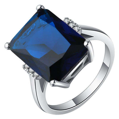 Elegant Silver Blue Sapphire Ring