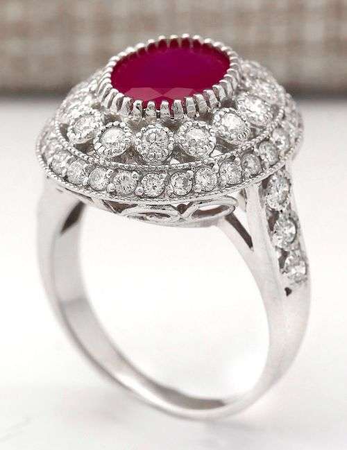 Feminine Silver Ruby Oval Ring