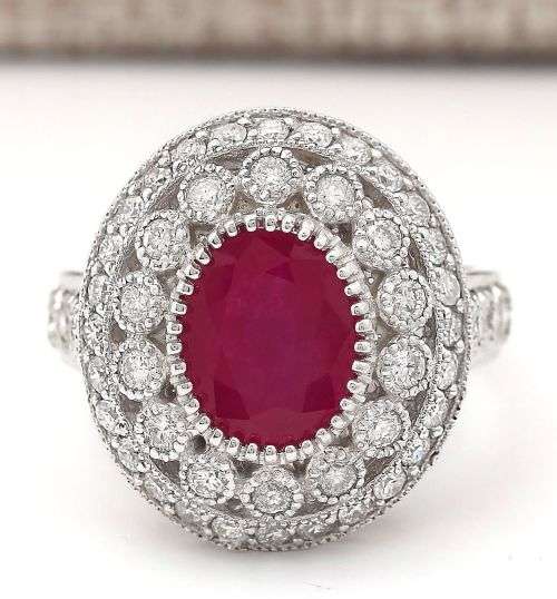 Feminine Silver Ruby Oval Ring