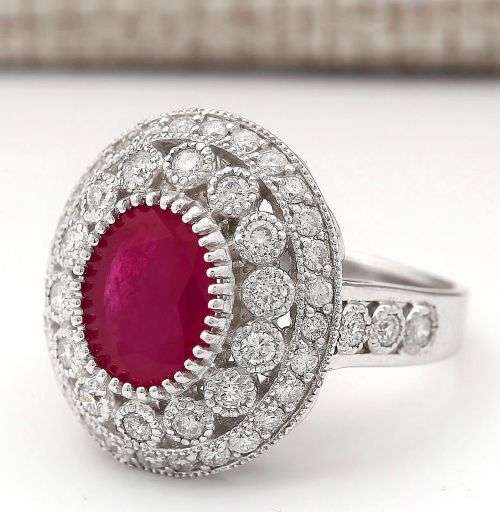 Feminine Silver Ruby Oval Ring