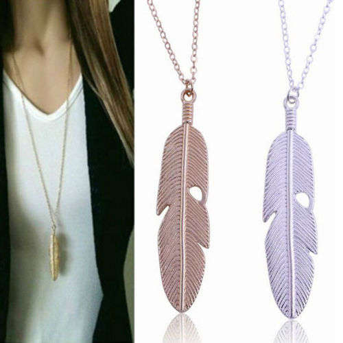 Vintage Feather Necklace with Pendant