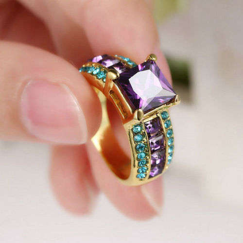 Retro Gold Purple Amethyst Ring