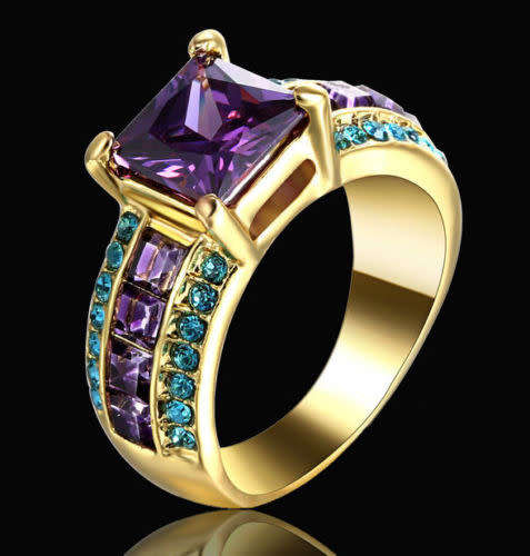 Retro Gold Purple Amethyst Ring