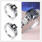 Princess Cut Silver Black Onyx Ring