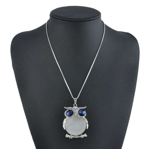 Owl Rhinestone Crystal Pendant Necklace