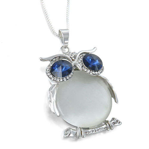 Owl Rhinestone Crystal Pendant Necklace