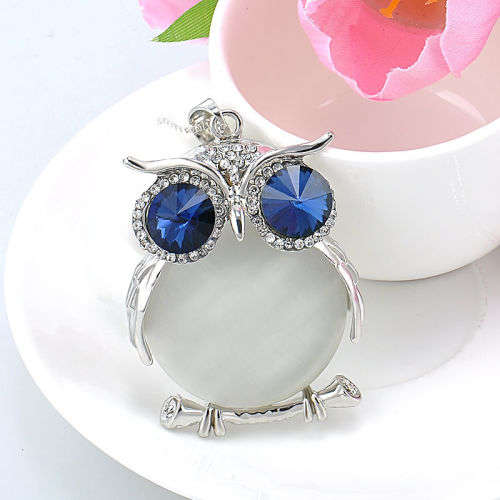 Owl Rhinestone Crystal Pendant Necklace