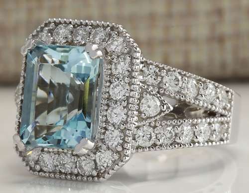 Silver Aquamarine Elegant Ring