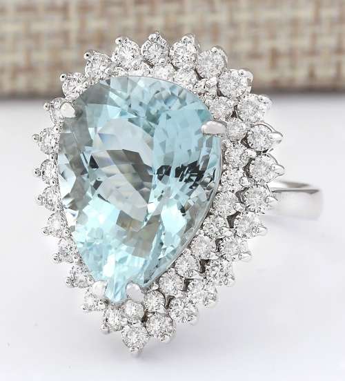 Silver Aquamarine Elegant Teardrop Ring