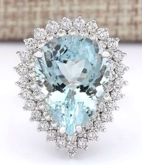 Silver Aquamarine Elegant Teardrop Ring