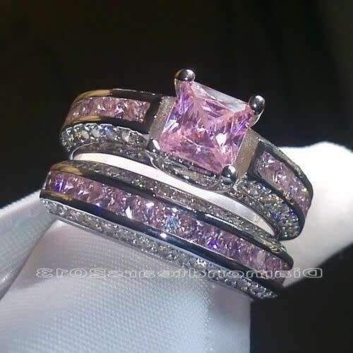 Elegant Pink Topaz Ring Set