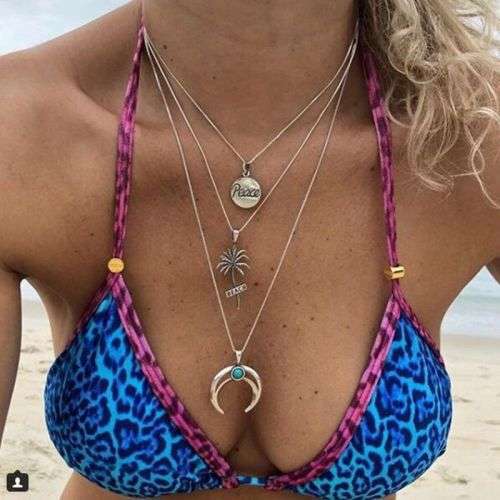 Layered Coconut Tree, Peace Necklace Gold