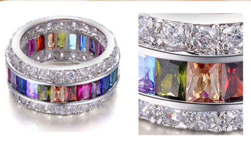 Elegant Silver Multi-Color Sapphire Ring