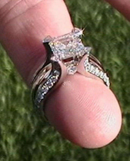 Elegant Princess Cut Silver Sapphire Ring