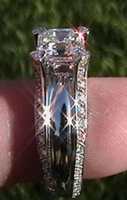 Elegant Princess Cut Silver Sapphire Ring